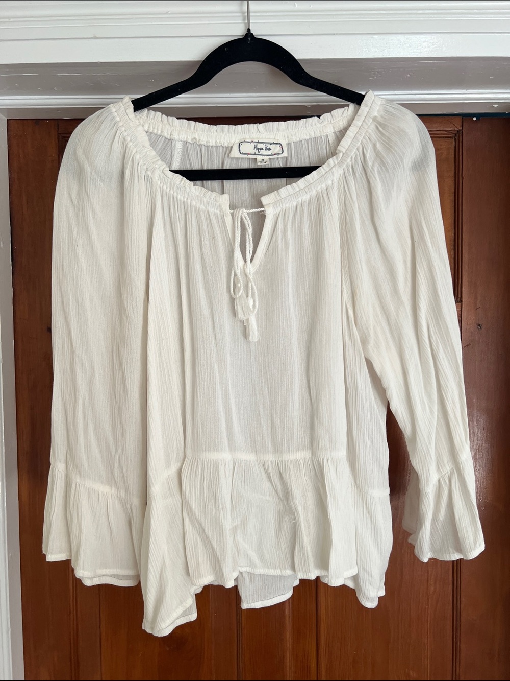 Hippie Rose Cream Boho Peasant Tunic
